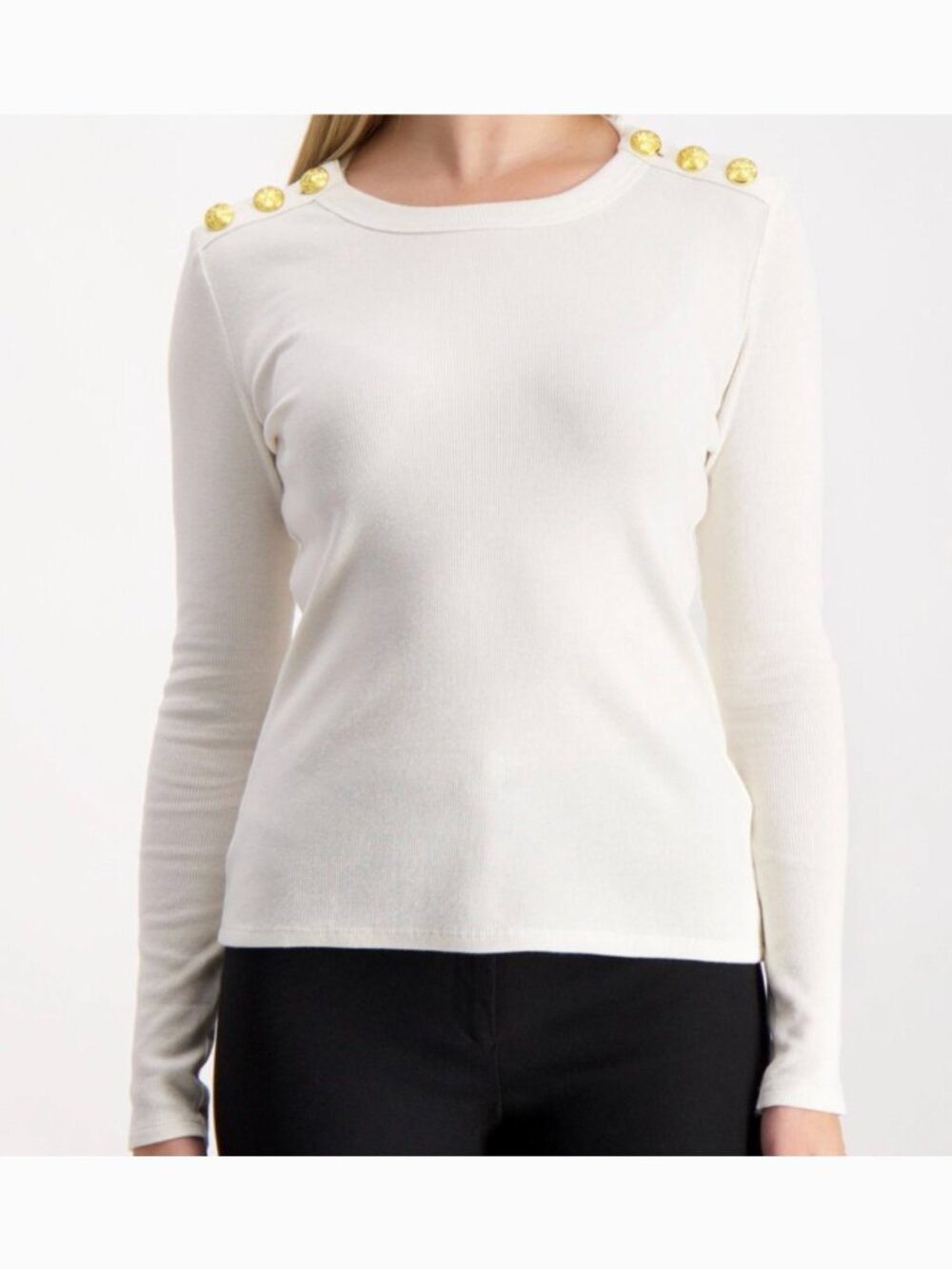 Veronica Beard Mayer Long Sleeve White Ribbed Crew Neck Top S - Picture 10 of 13